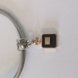 Gold and Black "Chanel 5" Perfume Bottle Dangle Charm for Pandora Style Bracelet